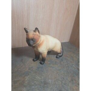 Vintage Blue Eyed Siamese Cat Figurine Made In Japan